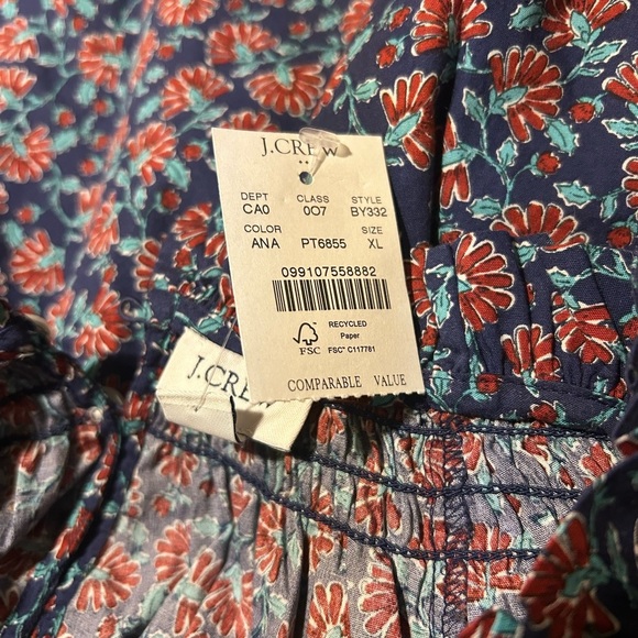 J. Crew Factory Women’s Long sleeve peasant  Cotton Floral Size X L. NWT - Picture 12 of 13